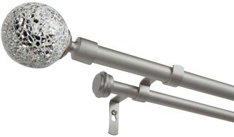 White Mosaic Double Curtain Rod and Finial Set, 36