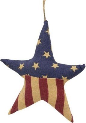 Patriotic Star Fabric Ornament - Red-Blue - 4.75” high by 4” wide by 1.25”