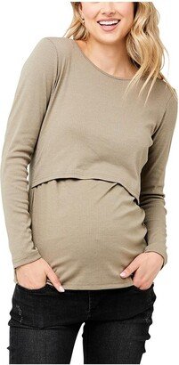 Maternity Tessa Long Sleeve Rib Up/Down Nursing Top