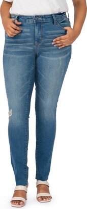 High Waist Raw Hem Skinny Jeans