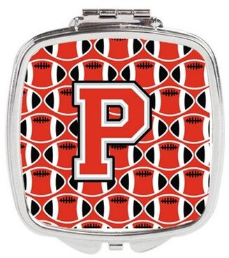 CJ1067-PSCM Letter P Football Scarlet & Grey Compact Mirror