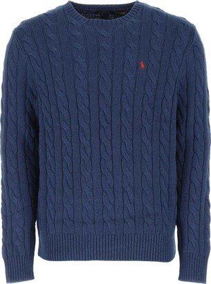 Logo Embroidered Cable Knitted Jumper-AA