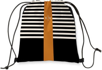 Drawstring Backpacks: Stripe Monogram Drawstring Backpack