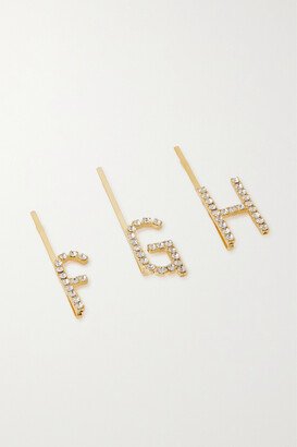 Alphabet Gold-tone Swarovski Crystal Hair Clip - B