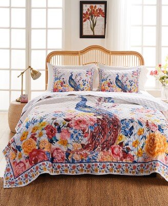 Huntington Peacock Oversized 2 Piece Quilt Set, Twin/Twin Xl