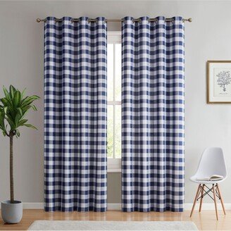 Hilltop Buffalo Check Textured Light Filtering Grommet Lightweight Window Curtains Drapery for Bedroom, Dining Room & Living Room, 2 Panels - N