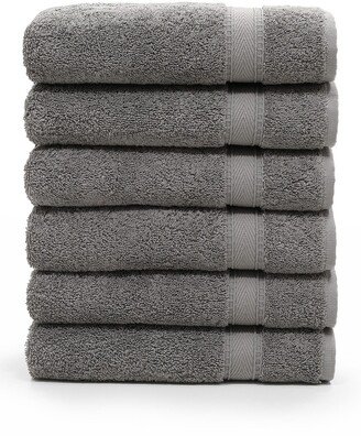 Sinemis Terry Hand Towels - Set of 6 - Dark Grey