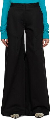 Black Wide-Leg Denim Trousers