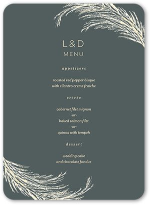 Wedding Menu Cards: Pampas Silhouette Wedding Menu, Grey, 5X7 Flat Menu, Matte, Signature Smooth Cardstock, Rounded