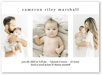 Birth Announcements: Essential Introduction Birth Announcement, White, 5X7, Matte, Signature Smooth Cardstock, Square