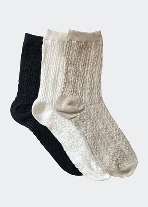 Multi-Woven Texture Crew Socks 3-Pack