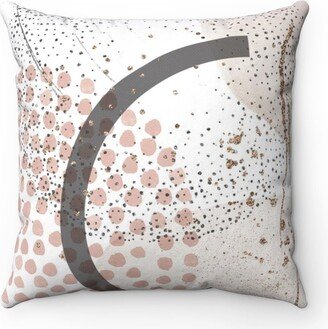 Square Throw Pillow Cover, Abstract Blush Pink White Black Gray, Pastel Watercolor, Mid Century, Stylish Apartment, Couch Pillowcase