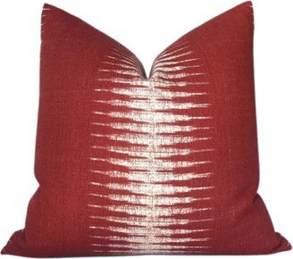 Ikat Striped Pillow Cover in Pomegranate Red, Designer Covers, Decorative Pillows