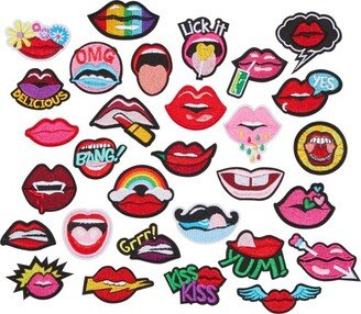 Bright Creations 20 Pieces Iron On Red Lip Patches for Clothing