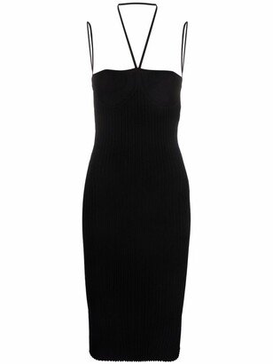 ANDREĀDAMO Cut-Out Halterneck Midi Dress