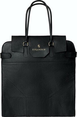 Eskandur Premium Leather Garment Bag - Black