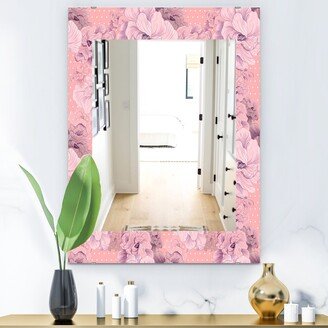 Designart 'Pink Blossom 11' Bohemian and Eclectic Mirror - Modern Printed Wall Mirror