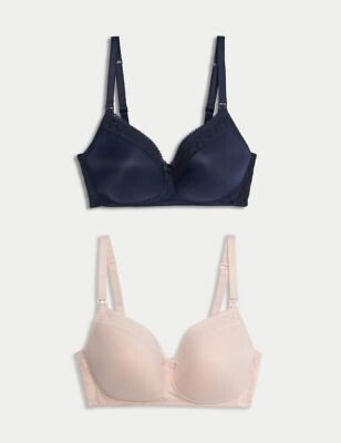 2pk Maternity Lace Trim Nursing Bras B-G