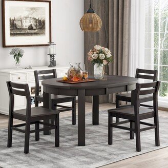 Farmhouse 5-Piece Extendable Round Dining Table Set