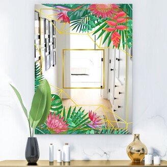 Designart 'Efflorescent Gold Pink 12' Cabin and Lodge Mirror - Vanity Printed Mirror