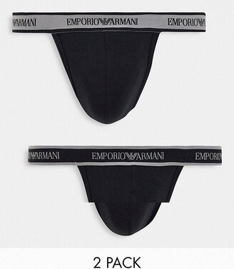 Bodywear 2 pack core logoband jockstrap in black