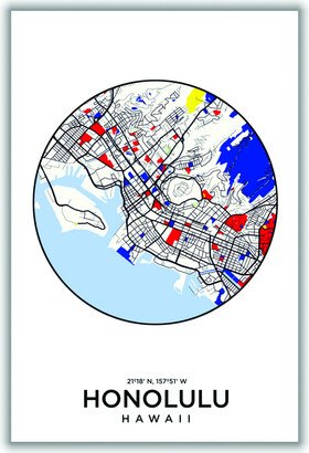 Stanley Print House Map Of Honolulu Hawaii