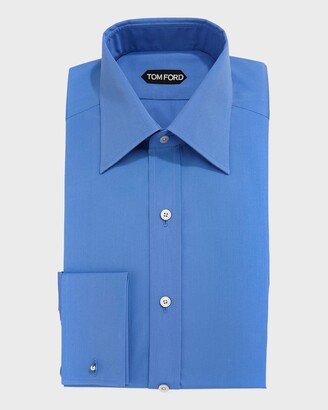 Solid-Color French-Cuff Slim Fit Dress Shirt