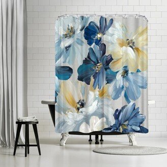 71x74 Shower Curtain Symphony Of Blues Ii by Pi Creative Art