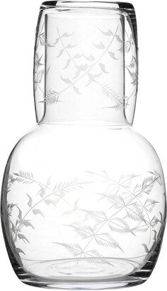 The Vintage List A Hand-Engraved Carafe & Glass With Ferns Design