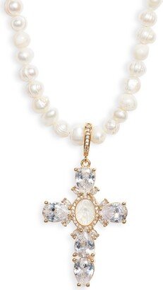 VIDAKUSH Virgin Mary Cross Pearl Necklace