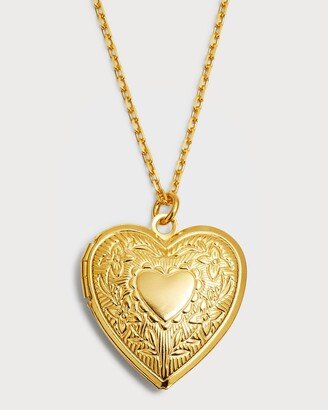 24k Gold Electroplate Chain Necklace with Heart Locket Pendant