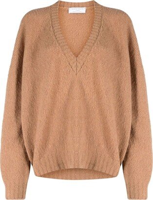 Christies plunging V-neck ribbed-knit jumper-AA