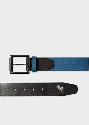 Blue Canvas Belt With Leather Trim