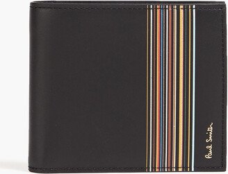 Striped leather wallet