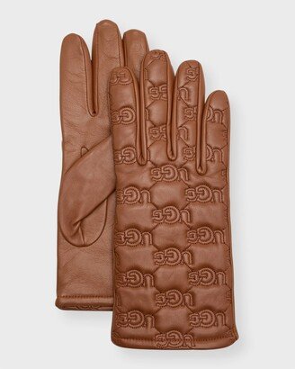 Stitched Logo Leather Gloves