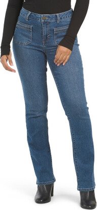 High Waisted Skinny Bootcut Jeans With Patch Pockets for Women