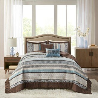 Dartmouth Red/ Blue 5-piece Jacquard Bedspread Set