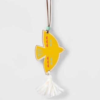 Wood Bird with Tassel Christmas Tree Ornament Yellow - Wondershop™