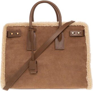 Sac Du Jour Shearling-Trim Top Handle Bag