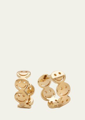 14K Happy Face Huggie Earrings