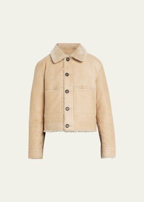 Suede to Shearling Reversible Short Jacket