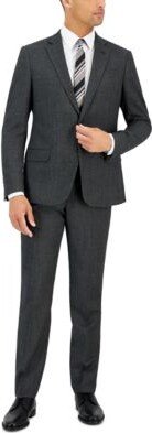 A|x Armani Exchange Ax Armani Exchange Mens Slim Fit Gray Pin Dot Wool Suit Separates