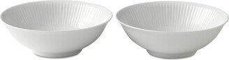 White Fluted Cereal Bowls, Set of 2