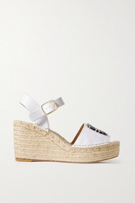 Paula's Ibiza Canvas And Leather Espadrille Wedge Sandals - White