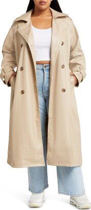 Curve Faux Leather Trench Coat