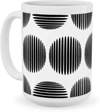 Mugs: Tossed Spheres Ceramic Mug, White, 15Oz, Black