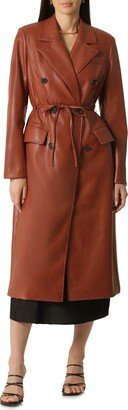 Faux Leather Trench Coat-AC