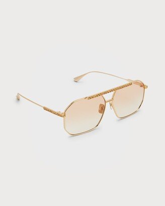 Le Boss 2.0 Crystal & Titanium Aviator Sunglasses