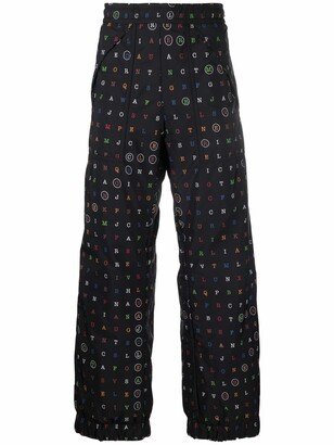 Graphic-Print Straight-Leg Trousers-AA