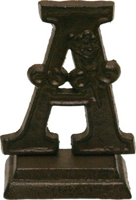 Iron Ornate Standing Monogram Letter A Tabletop Figurine 5 Inches - Brown